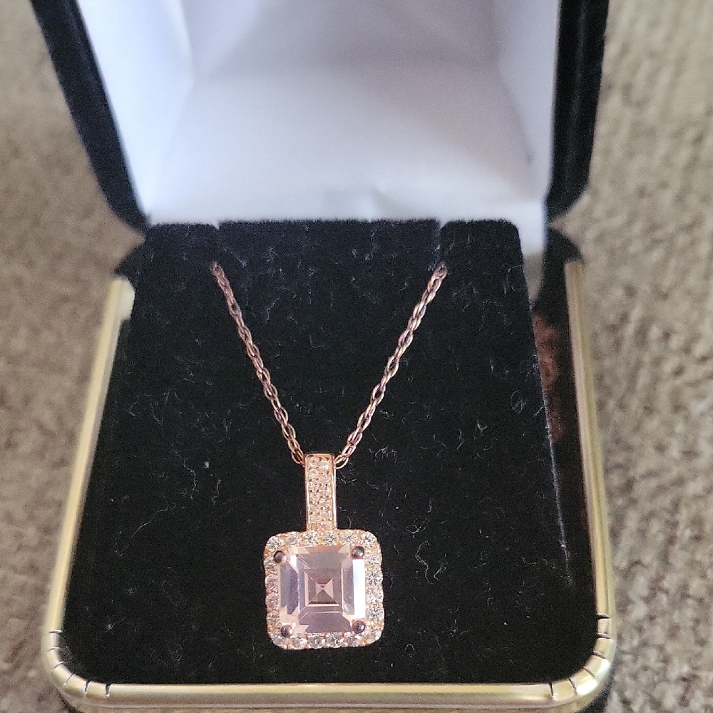 Gold Minimalist Necklace with Pink Gemstone Pendant